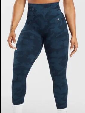 Gymshark  Navy Camo Seamless Leggings with Logo